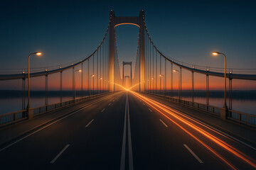 Fototapeta premium Sunset Bridge in Red Glow