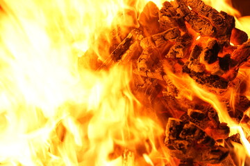 Campfire Flames Creating a Dreamlike Mood / 日本三奇祭「吉田の火祭り」幻想的な光を放つ松明と煙