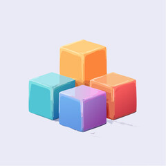 Obraz premium Abstract illustration of four colorful 3D cubes arranged in a modern design, perfect for visual storytelling and conceptual representation