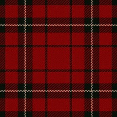 Tartan plaid seamless pattern in classic red and black with soft wool texture for fabric and decor