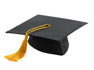 Dark gray graduation cap with gold tassel