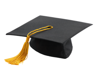 Dark gray graduation cap with gold tassel