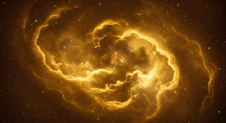 Vibrant Golden Nebula and Starfield in Deep Space Cosmic Background