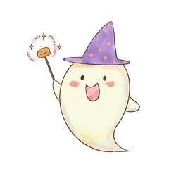 かわいくてゆるい水彩タッチのハロウィンおばけイラスト