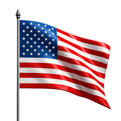 Fototapeta premium Large American flag with stars and stripes. 3d isolated illustration on transparent background