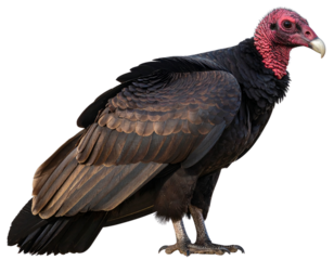 Turkey Vulture Side Profile Illustration, isolated on transparent background PNG