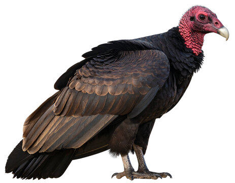 Turkey Vulture Side Profile Illustration, isolated on transparent background PNG