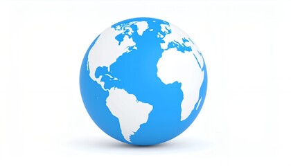 Fototapeta premium A 3D rendering of a blue and white globe showing the continents of the Earth, isolated on a white background, symbolizing global connection and geography.