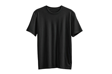 Dark gray t-shirt, front view, on hanger