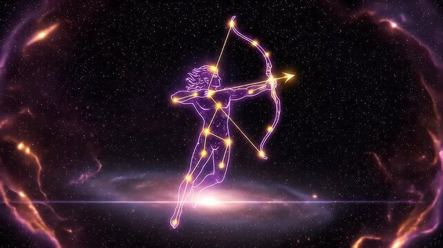 Sagittarius Constellation in Deep Space Cosmic Archer Zodiac Sign - Powered by Adobe