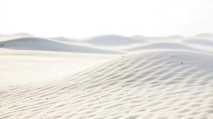 Close Up of White Sand Dunes Featuring a Natural Wavy Pattern Texture In a Bright Sunny Desert Landscape With Clear Sky and Serene Atmosphere