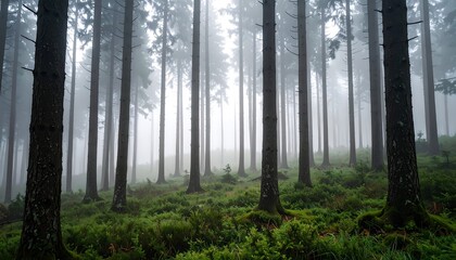 Fototapeta premium Misty forest scene