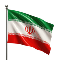 Flag of Iran is waving in the wind. 3d isolated illustration on transparent background