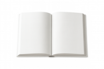Book mockup displaying empty pages against transparent backdrop, highlighting creative design potential