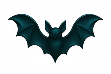Eerie teal bat illustration with spread wings on transparent background, ideal for halloween designs