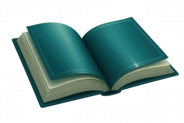 Blank book pages spreading creative potential, revealing minimalist design with transparent background for seamless graphic integration