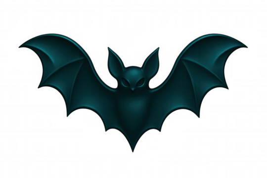 Eerie teal bat illustration with spread wings on transparent background, ideal for halloween designs