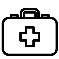 Obraz premium Simple black line icon of a medical first aid kit.