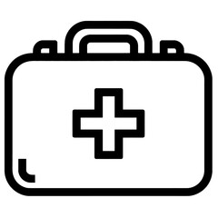 Obraz premium First aid kit medical box line art icon isolated.