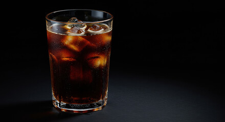 Cold refreshing drink with ice cubes