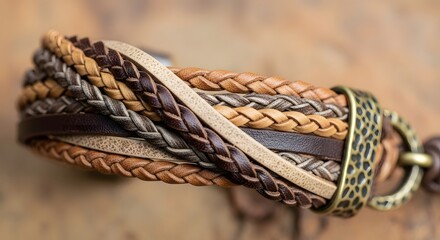 Braided Leather Bracelet with Metal Clasp