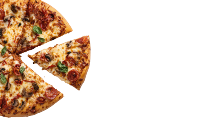 Close-up of a sliced pizza with toppings