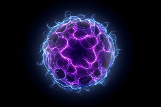 Glowing purple and blue plasma orb on black background