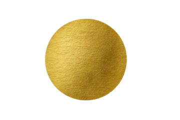 A gold colored oval with a shiny surface