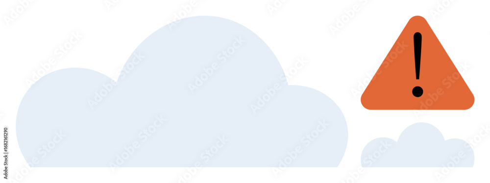Poster large cloud with orange warning sign featuring exclamation mark. ideal for cloud computing, cybersec