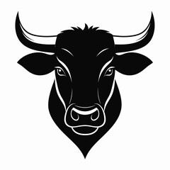 Bull Head Front View Silhouette Vector Icon