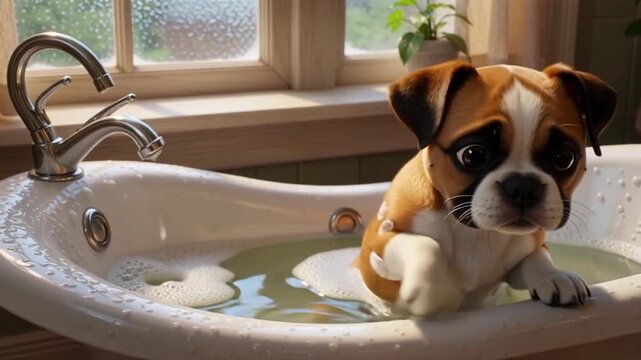 Pitbull in der Badewanne
