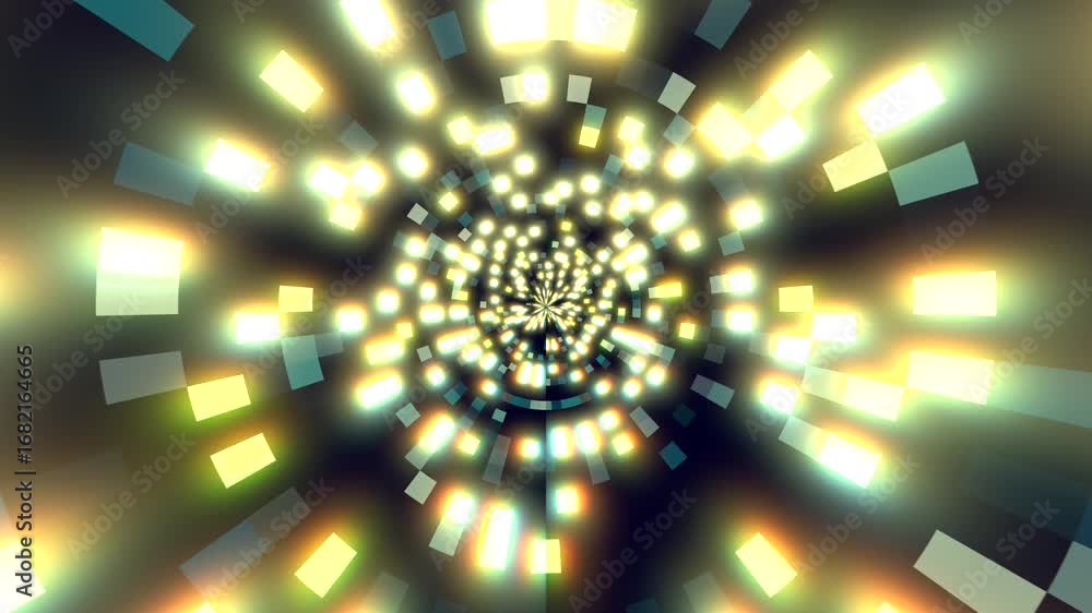 Poster glowing light particles in circular shape animation