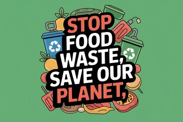 Stop food waste, save our planet with recycling, fruits, and a green lifestyle for a better future