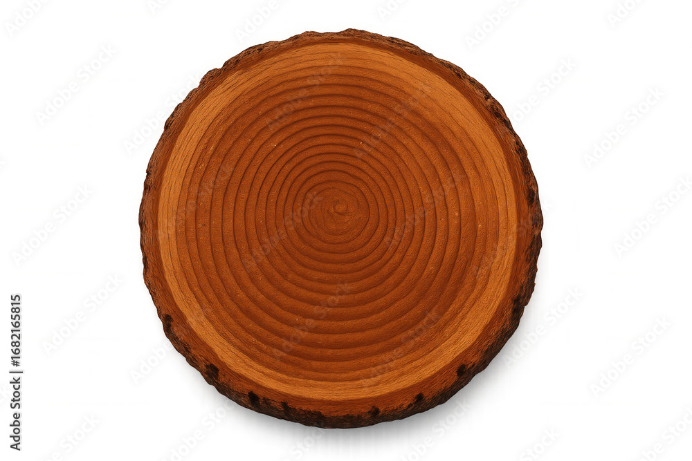 Poster tree trunk cross section with growth rings, isolated on a transparent background