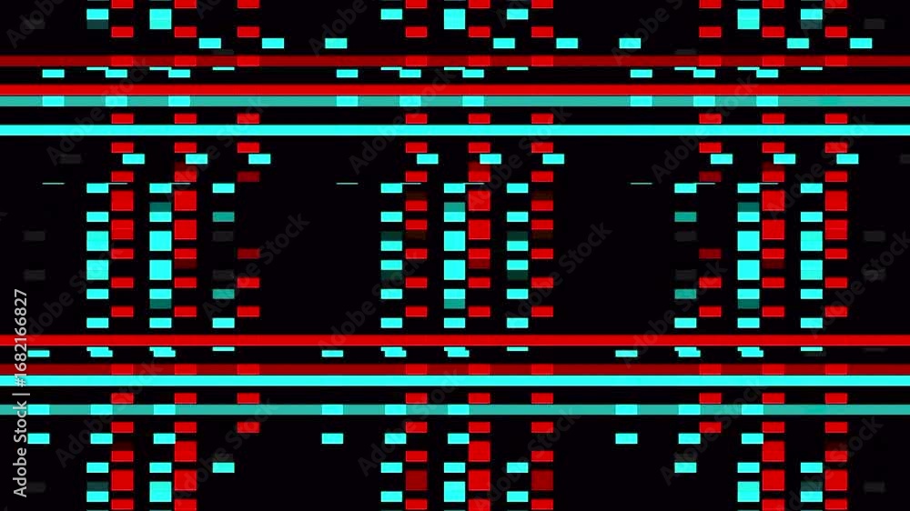 Poster pixels and lines animation with distortions and glitch effects