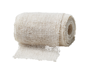 Rolled beige fabric bandage