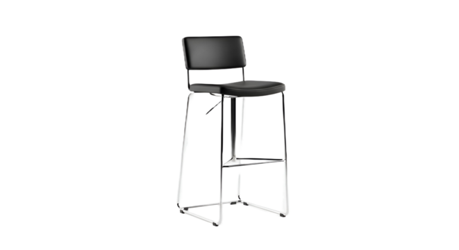 Black Bar Stool Isolated on Transparent Background