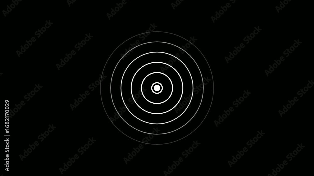 Poster animation of circular electric wave spreading with transparent channel. radio waves in circle form, 