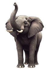 Elephant raising its trunk high up