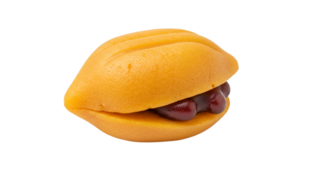 Japanese Peach Shaped Bun Isolated on Transparent Background. Japanese food