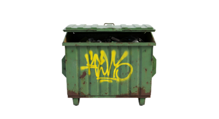 Green Dumpster Isolated on Transparent Background