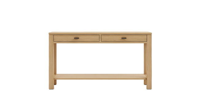 Wooden Console Table with Drawers Isolated on Transparent Background - Powered by Adobe