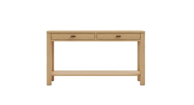 Wooden Console Table with Drawers Isolated on Transparent Background