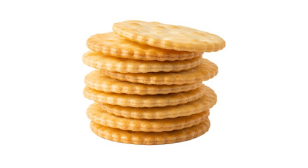 Stack of Round Crackers Isolated on Transparent Background