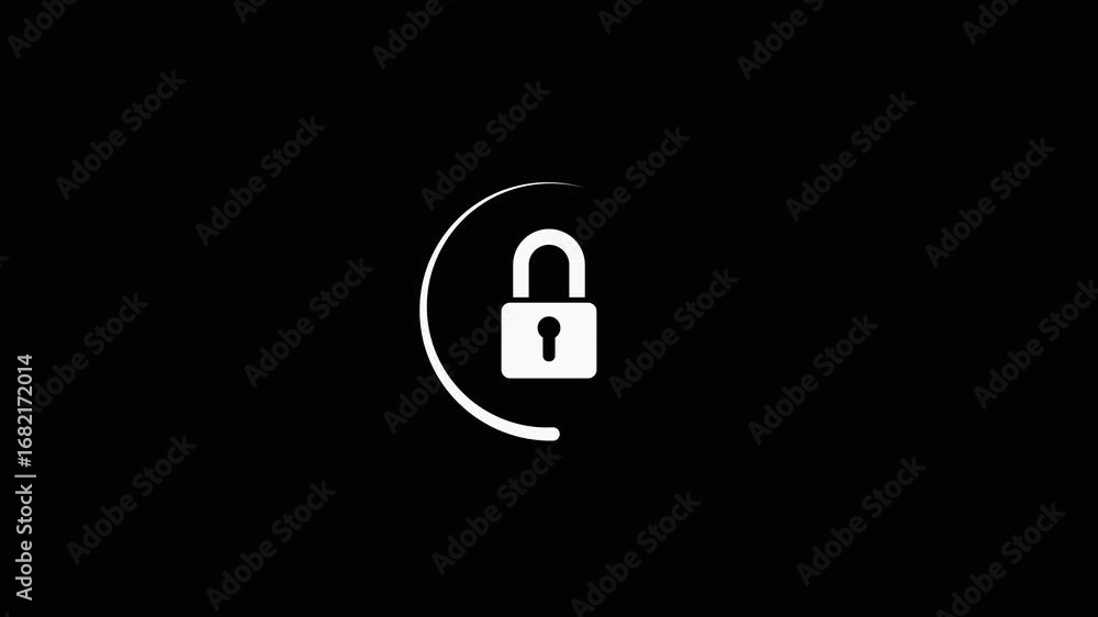 Poster lock animation icon neon glowing privacy security password encryption circle. a vibrant neon lock ic