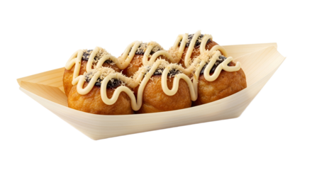 Takoyaki isolated on Transparent Background. Japanese food