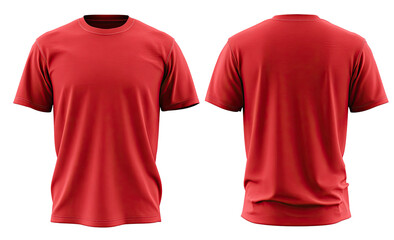 Front and back views of a vibrant red t-shirt