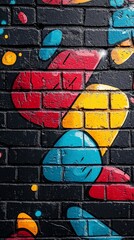 Obraz premium Colorful abstract graffiti on a brick wall. Backdrop texture use