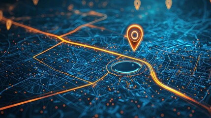 Gps tracking map. Track navigation pins on street maps, navigate mapping technology and locate position pin