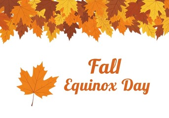 Autumn equinox celebration with falling maple leaves